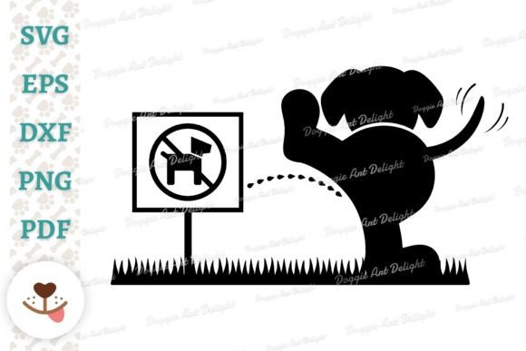Dog Peeing on No Dogs Sign Funny Clipart