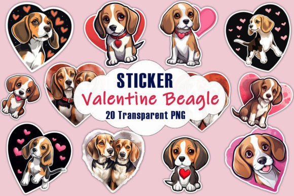 Valentine Beagle Dog Stickers PNG